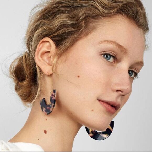 Blush Marble Acetate Semi-Circle Drop Earrings NWT - Picture 8 of 8